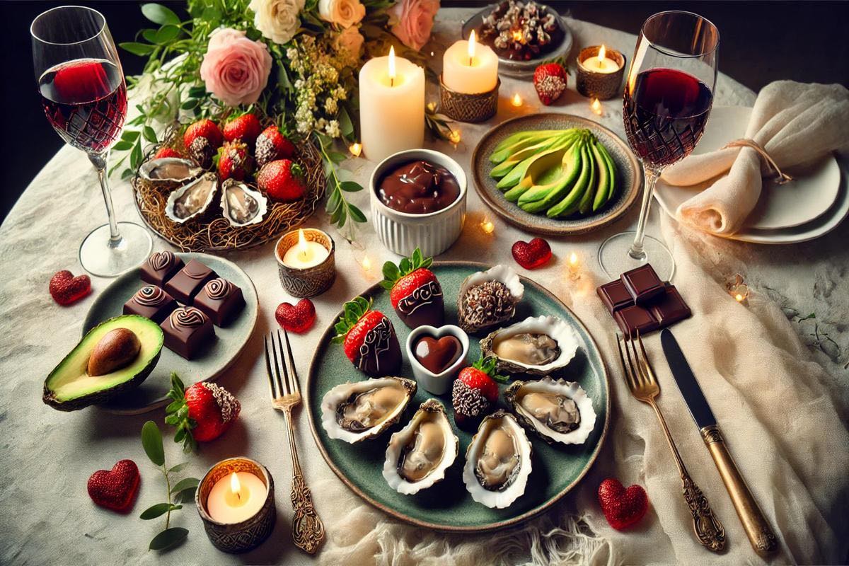 tavola imbandita con cibi afrodisiaci